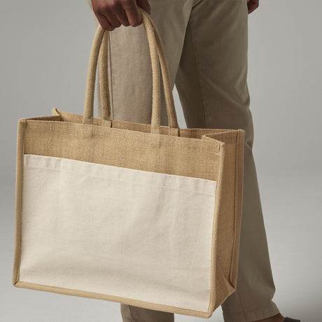 WESTOFORD MILL W480 - Cotton pocket natural starched jute shopping 340 - KST TEXTILES