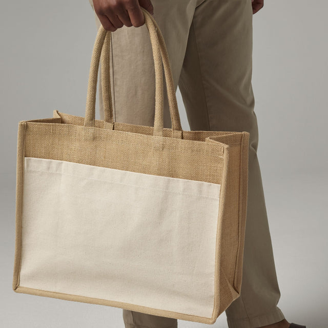 WESTOFORD MILL W480 - Cotton pocket natural starched jute shopping 340 - KST TEXTILES