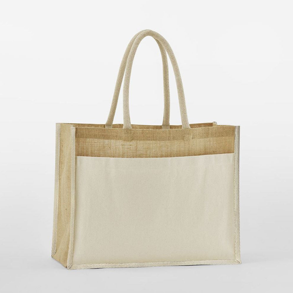 WESTOFORD MILL W480 - Cotton pocket natural starched jute shopping 340 - KST TEXTILES